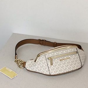 MICHAEL KORS MOTT WAISTPACK VANILLA/ ACORN NEW